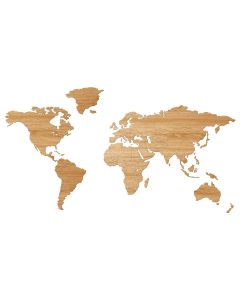 Wooden World Map - Oak - Magnetic Hanging System